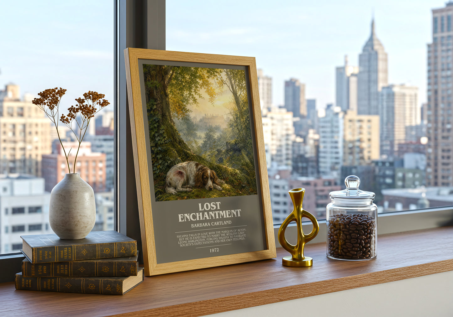 Lost Enchantment bookish print framed by window – literary home decor