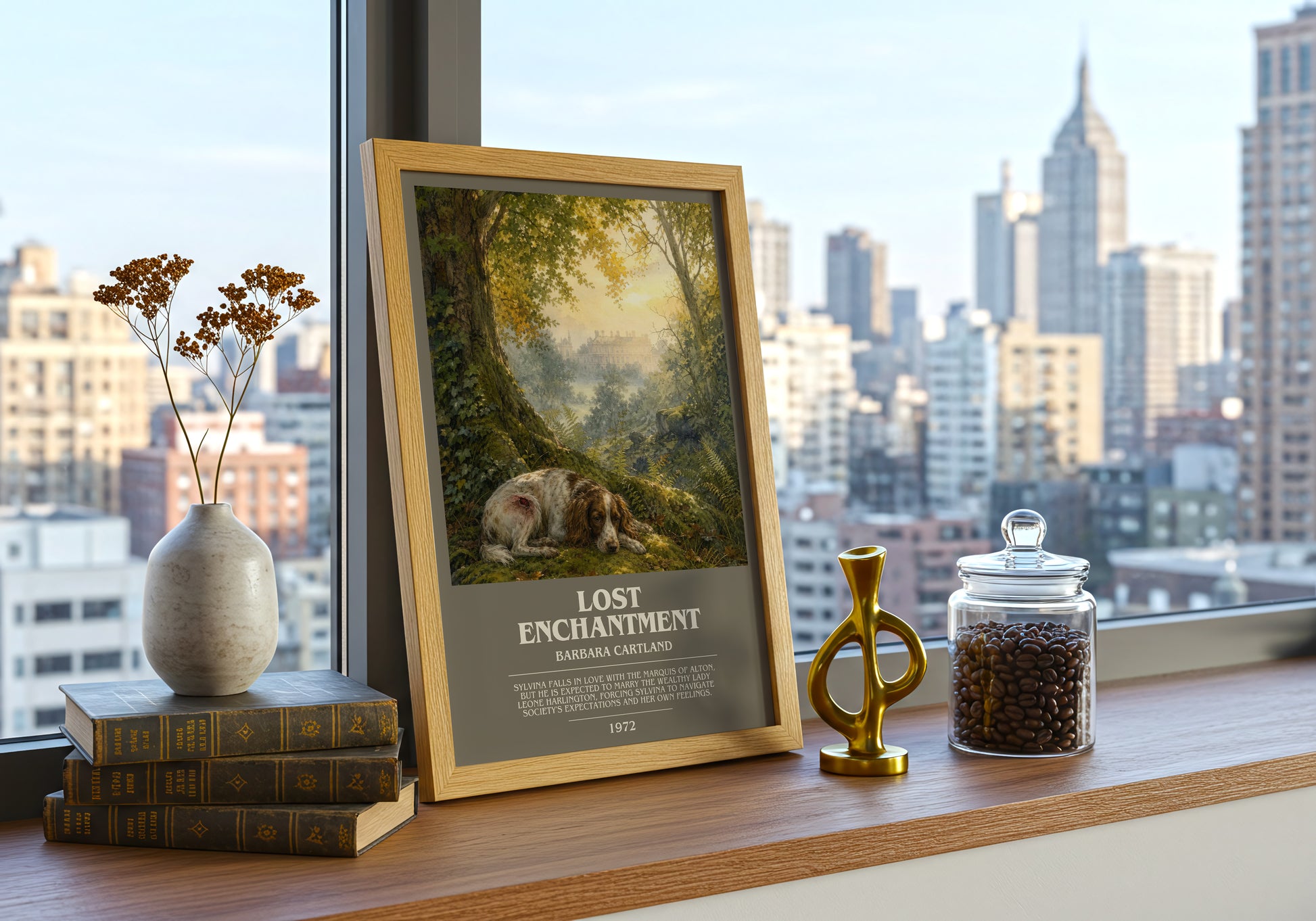 Lost Enchantment bookish print framed by window – literary home decor