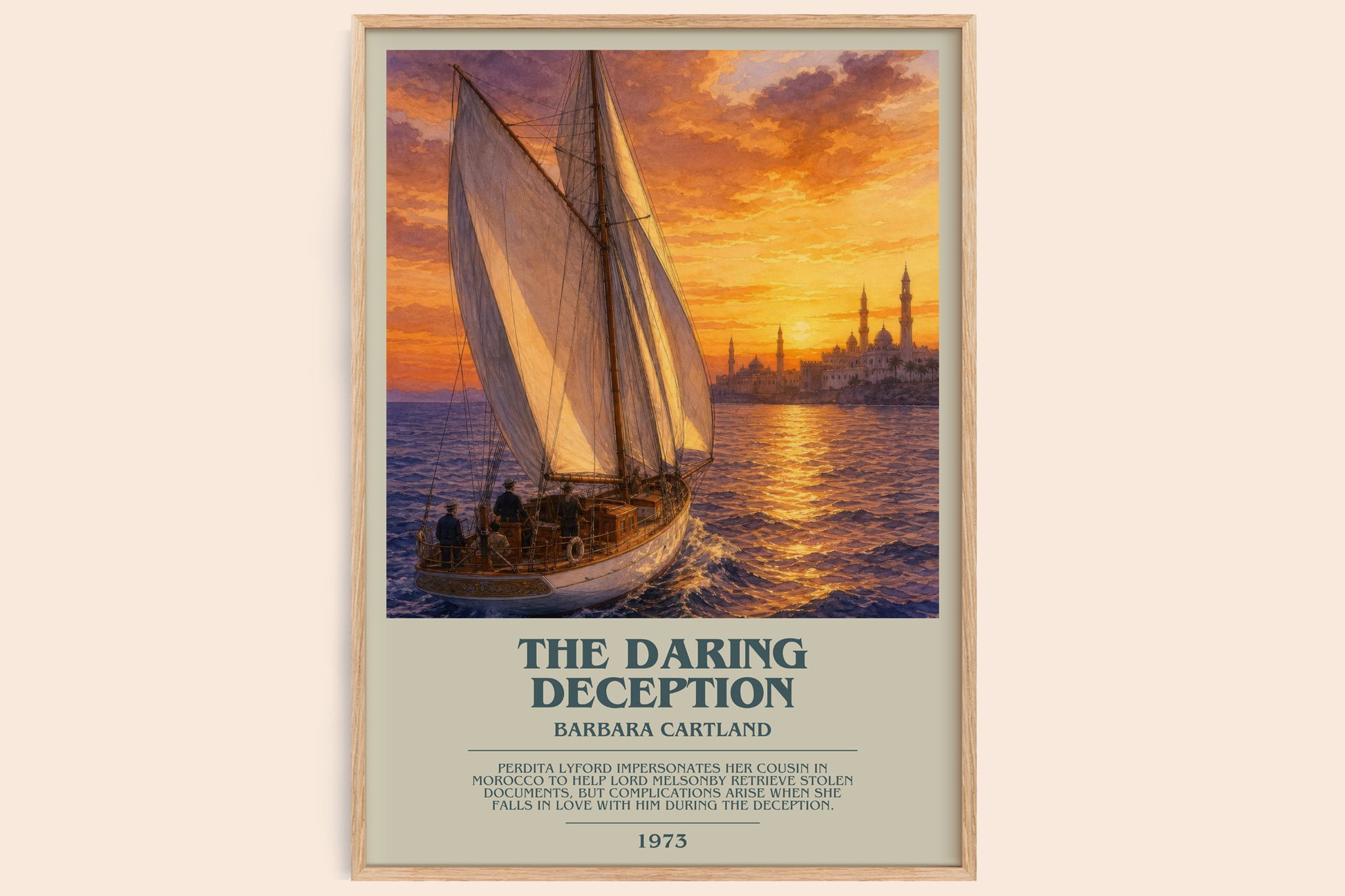 The Daring Deception bookish book poster by Barbara Cartland – framed literary art print