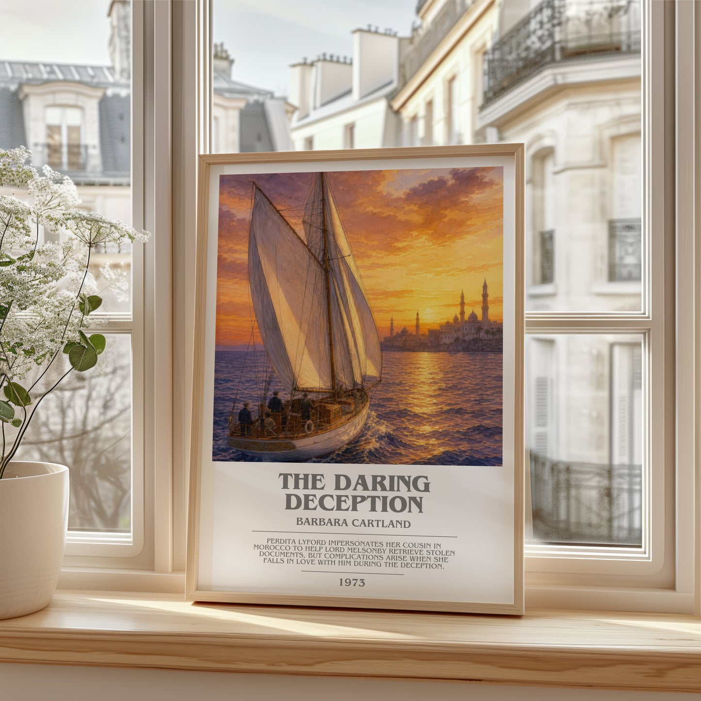 The Daring Deception bookish poster colour and style options – Barbara Cartland book art