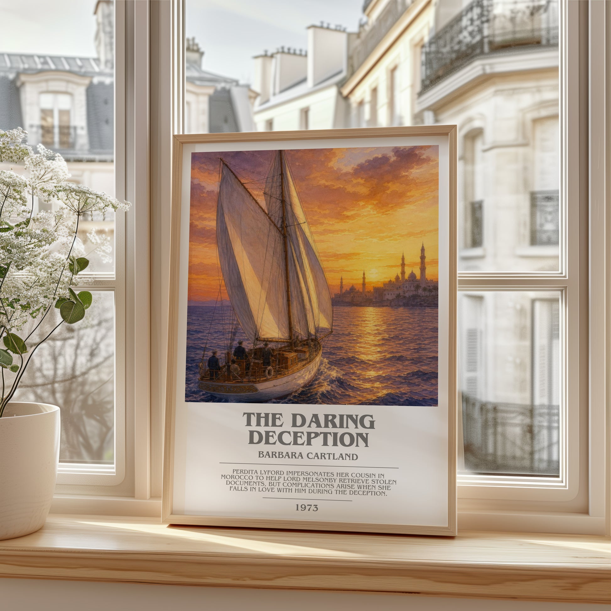 The Daring Deception bookish poster colour and style options – Barbara Cartland book art
