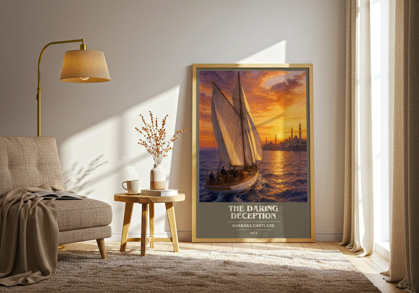 The Daring Deception book cover print on bookshelf – Barbara Cartland fan gift