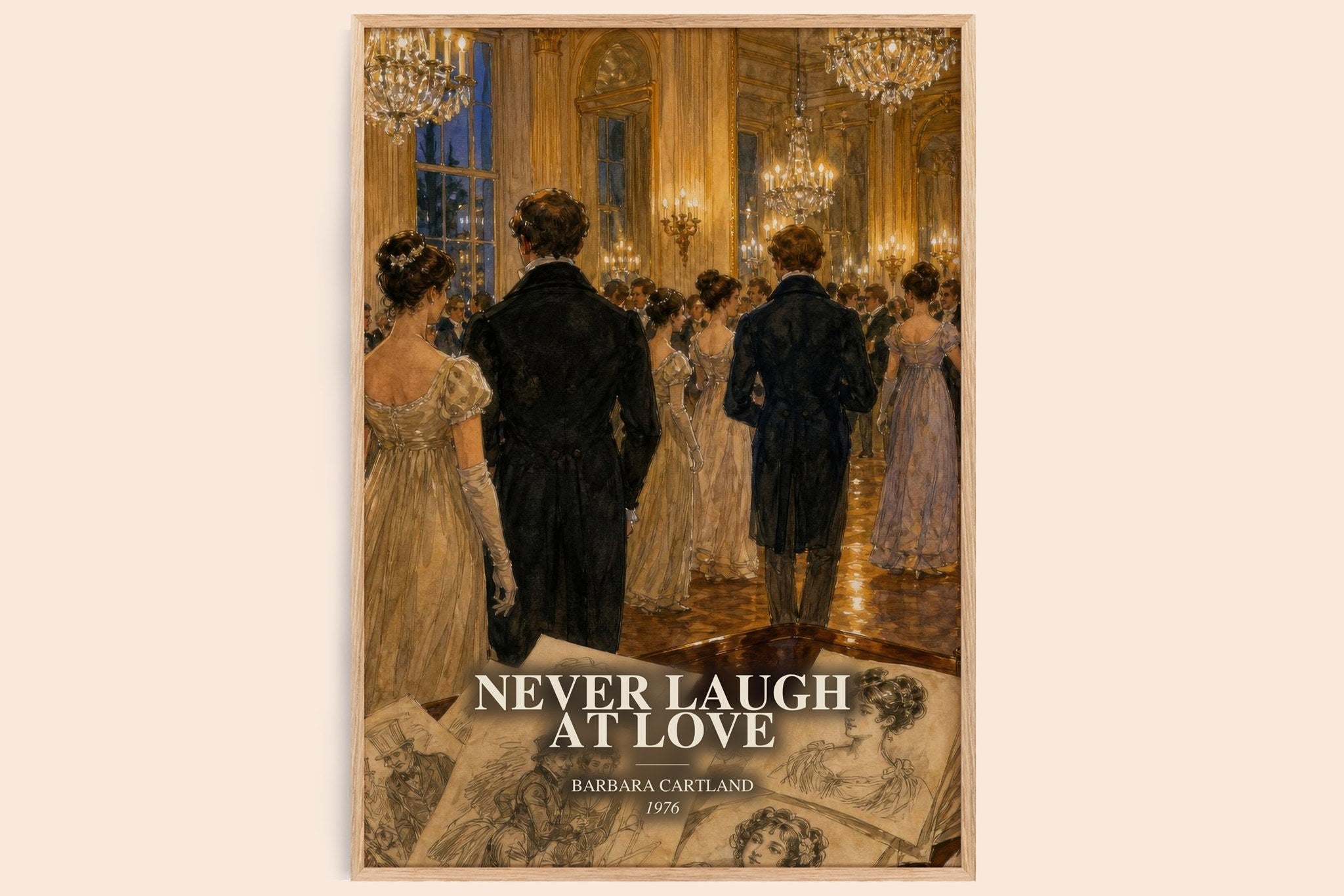 Never Laugh At Love Book Watercolour Illustration by Barbara Cartland