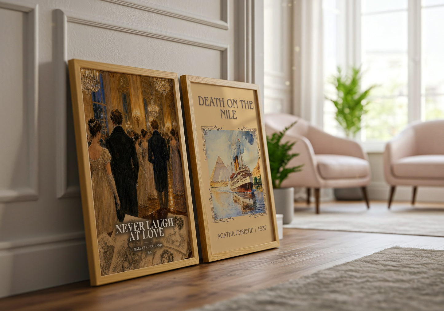 Never Laugh At Love watercolour print framed by window – literary home decor