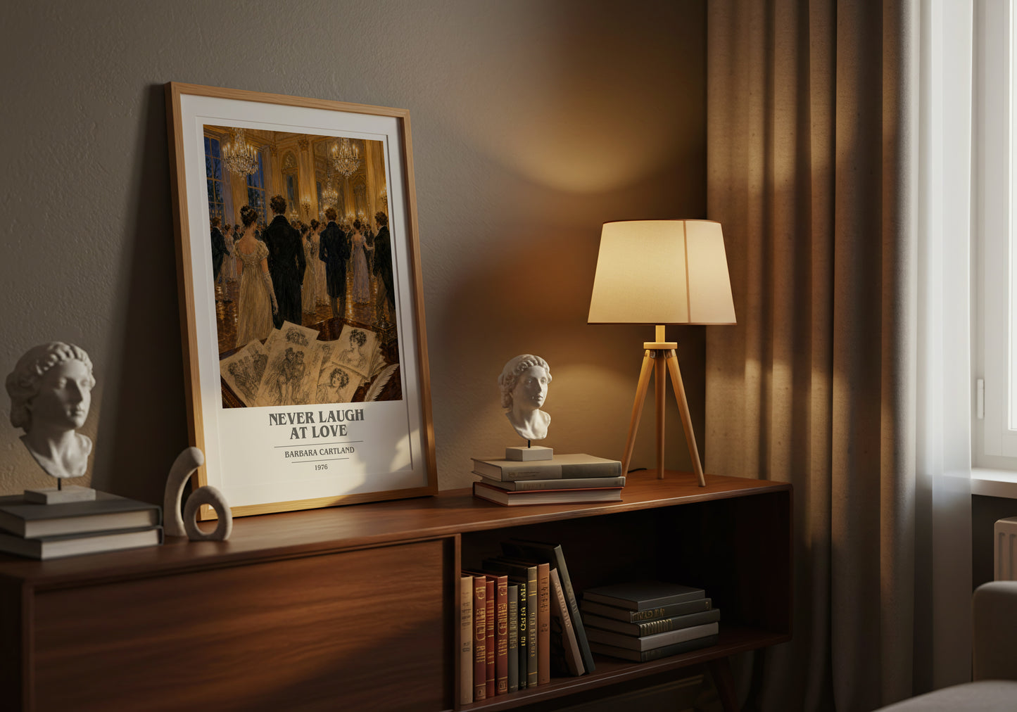 Never Laugh At Love book cover book poster framed on wall – romance wall art