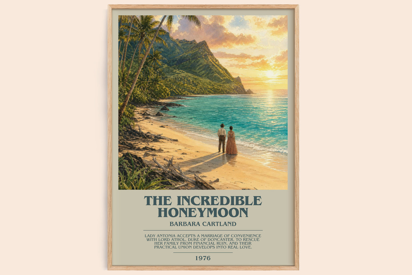 The Incredible Honeymoon bookish book poster by Barbara Cartland – framed literary art print