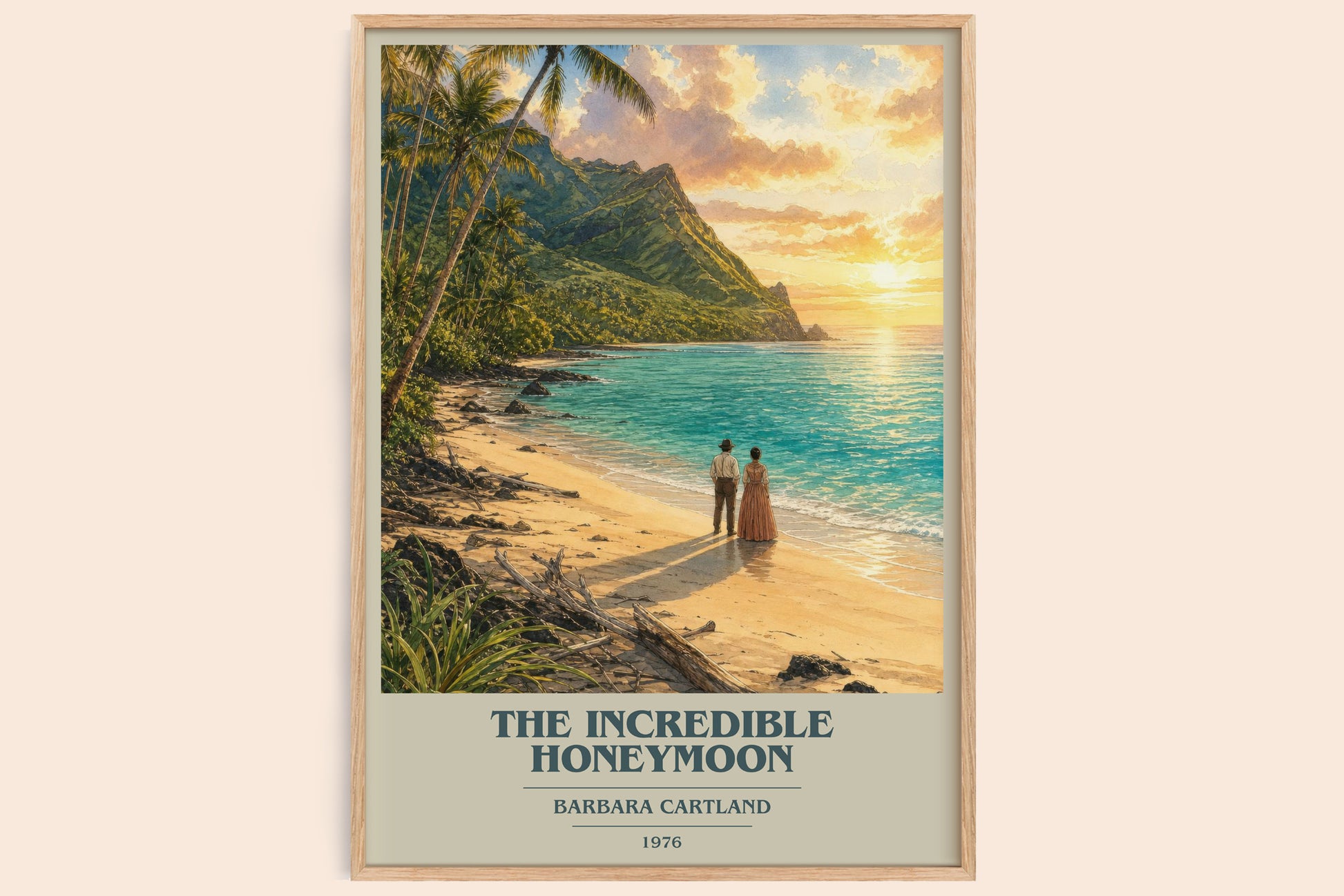 The Incredible Honeymoon book cover book poster by Barbara Cartland – framed literary art print