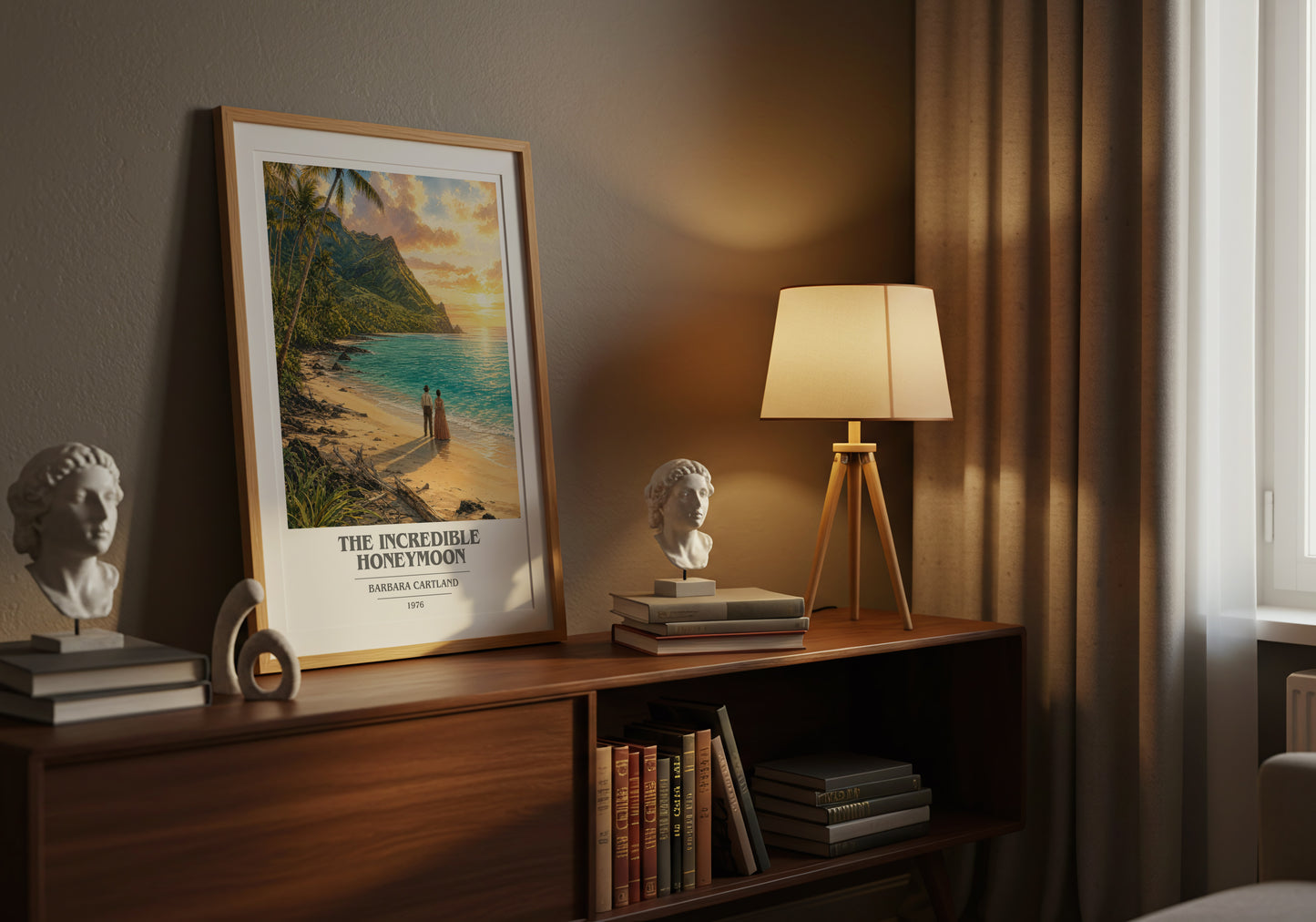 The Incredible Honeymoon book cover book poster framed on wall – romance wall art
