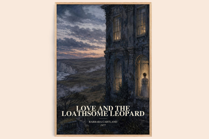 Love And The Loathsome Leopard watercolour book poster by Barbara Cartland – framed literary art print
