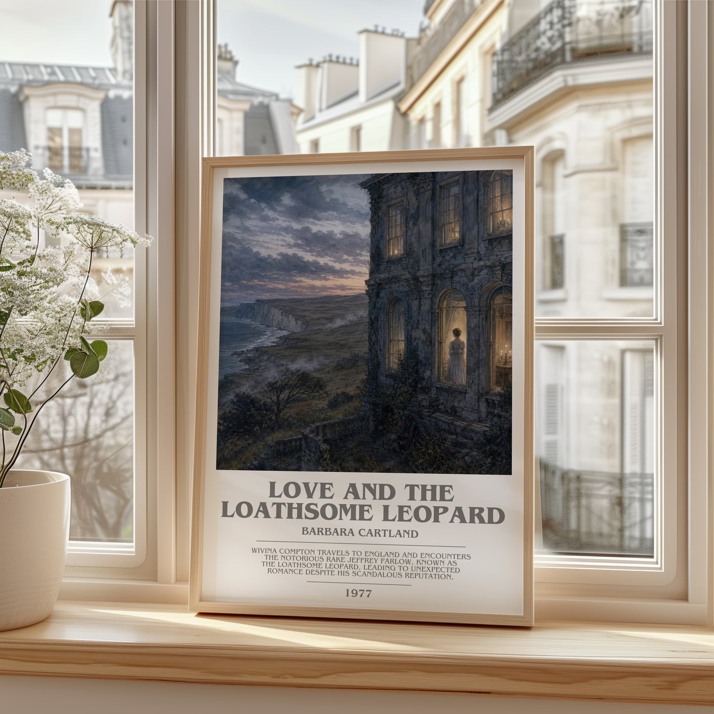 Love And The Loathsome Leopard bookish poster colour and style options – Barbara Cartland book art