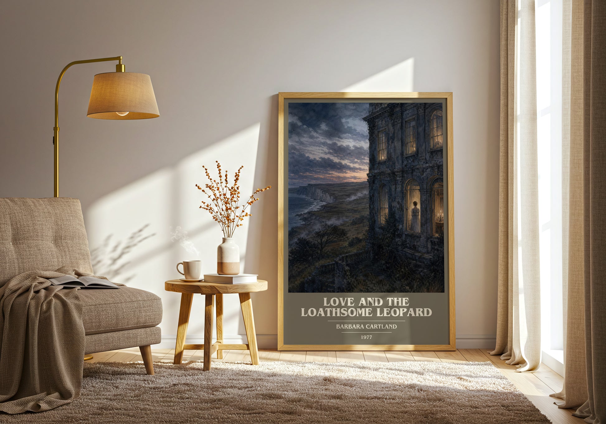 Love And The Loathsome Leopard book cover print on bookshelf – Barbara Cartland fan gift