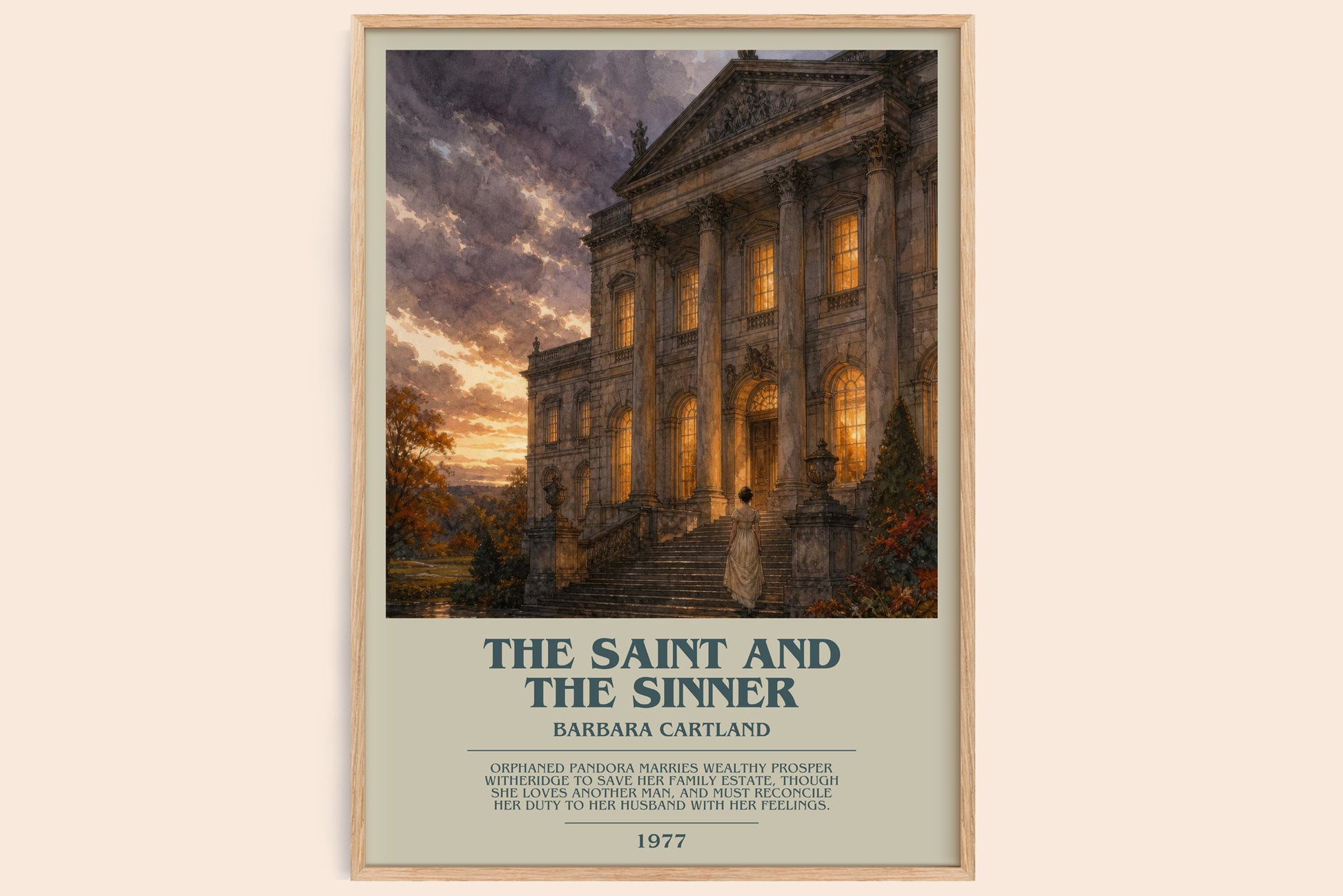 The Saint And The Sinner bookish book poster by Barbara Cartland – framed literary art print