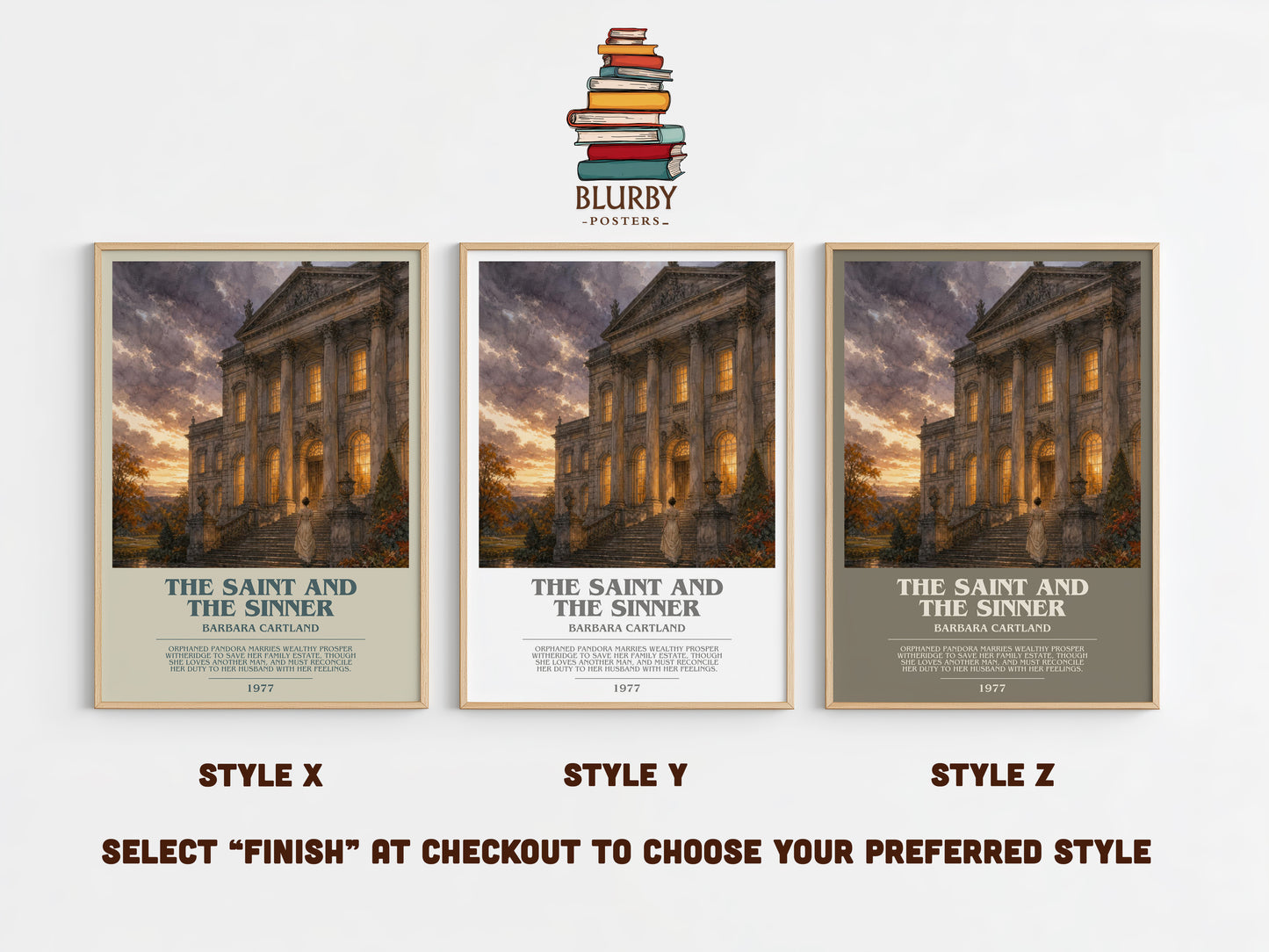 The Saint And The Sinner bookish print in frame leaning in hallway – romance wall art