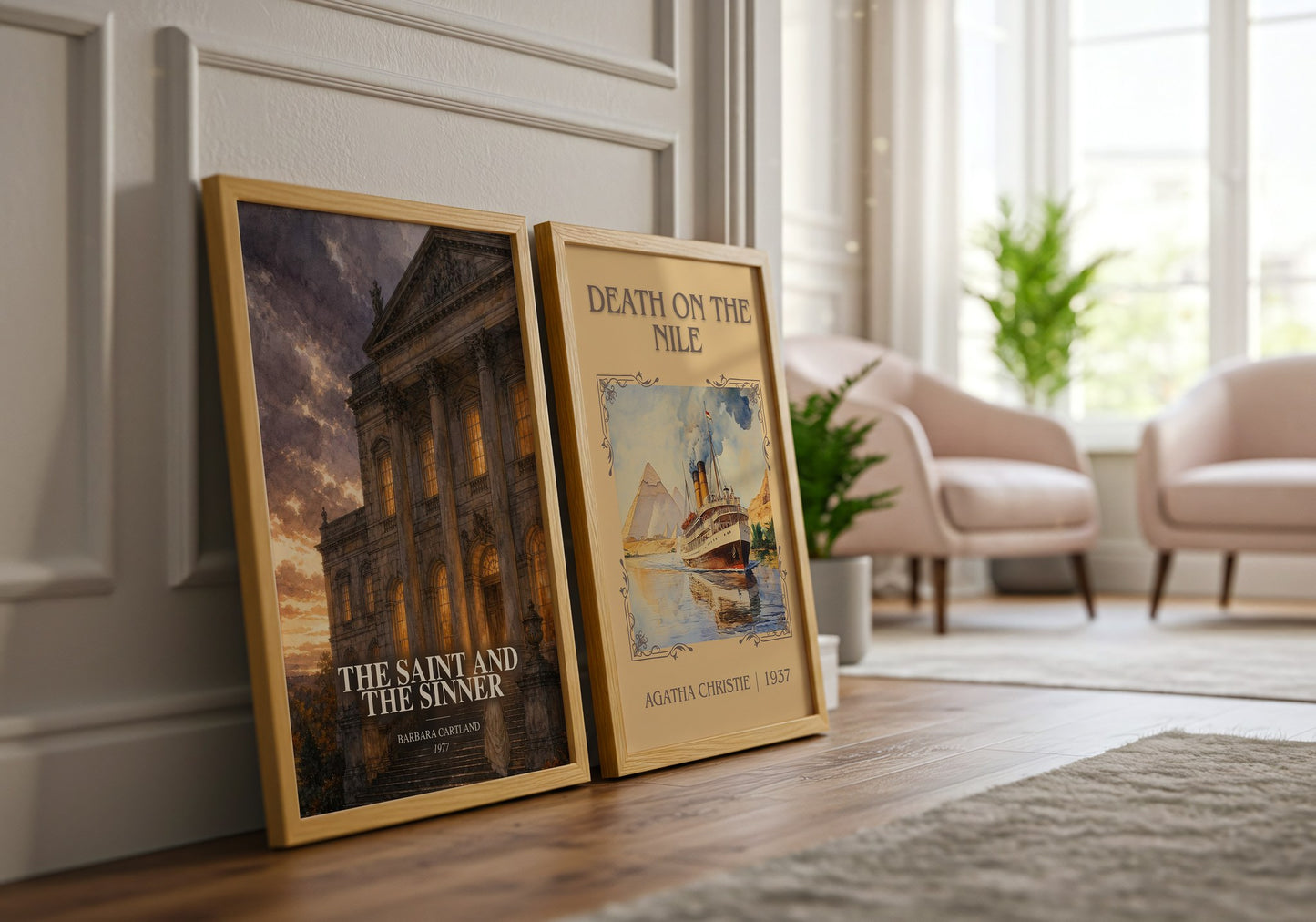 The Saint And The Sinner watercolour print framed by window – literary home decor