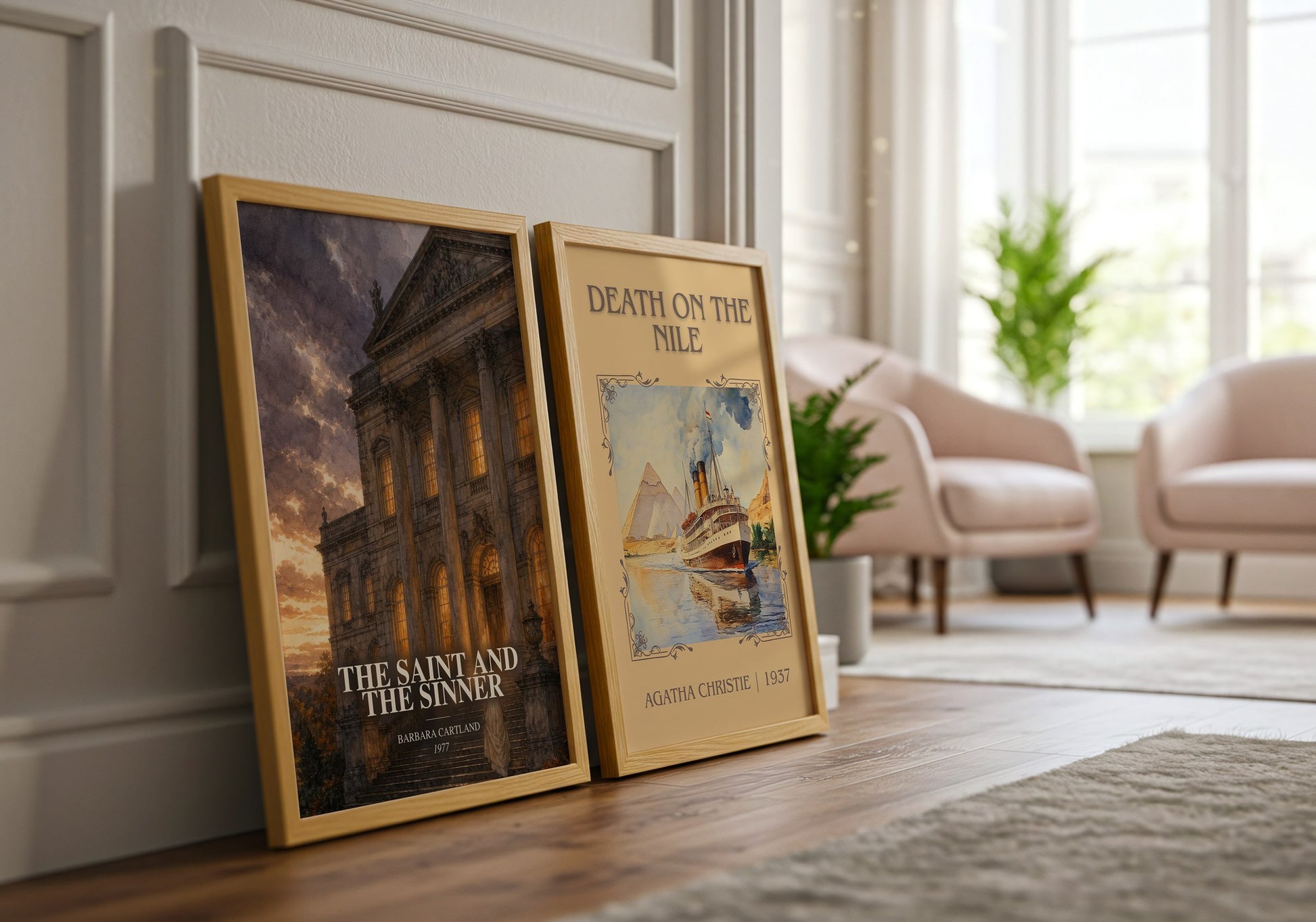 The Saint And The Sinner watercolour print framed by window – literary home decor