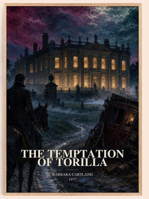The Temptation Of Torilla watercolour book poster by Barbara Cartland – framed literary art print
