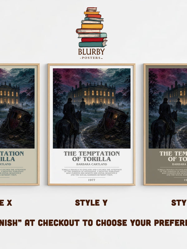 The Temptation Of Torilla bookish print in frame leaning in hallway – romance wall art