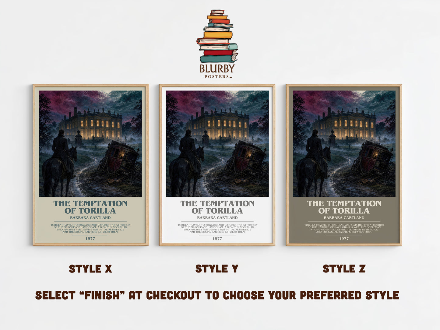 The Temptation Of Torilla bookish print in frame leaning in hallway – romance wall art