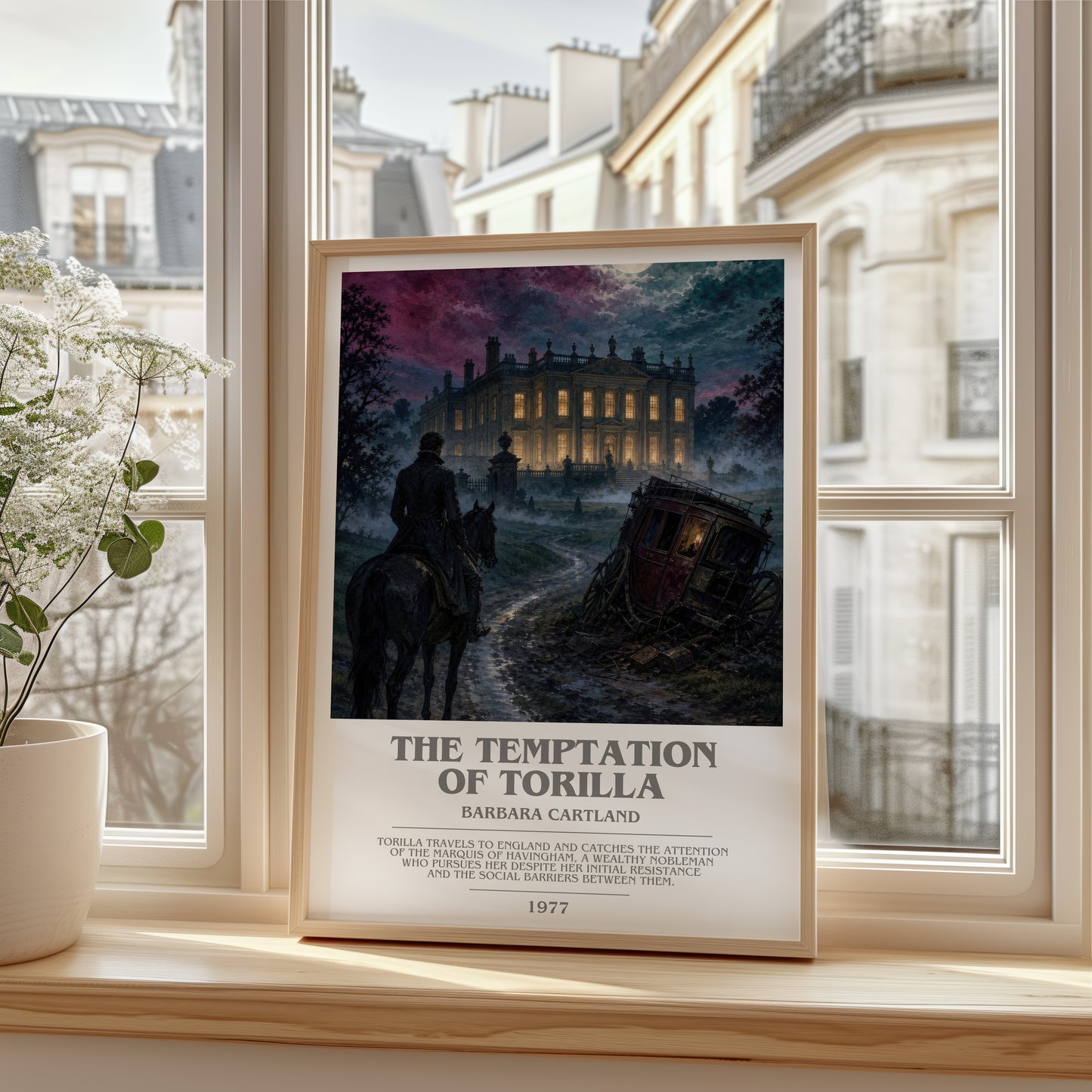 The Temptation Of Torilla bookish poster colour and style options – Barbara Cartland book art
