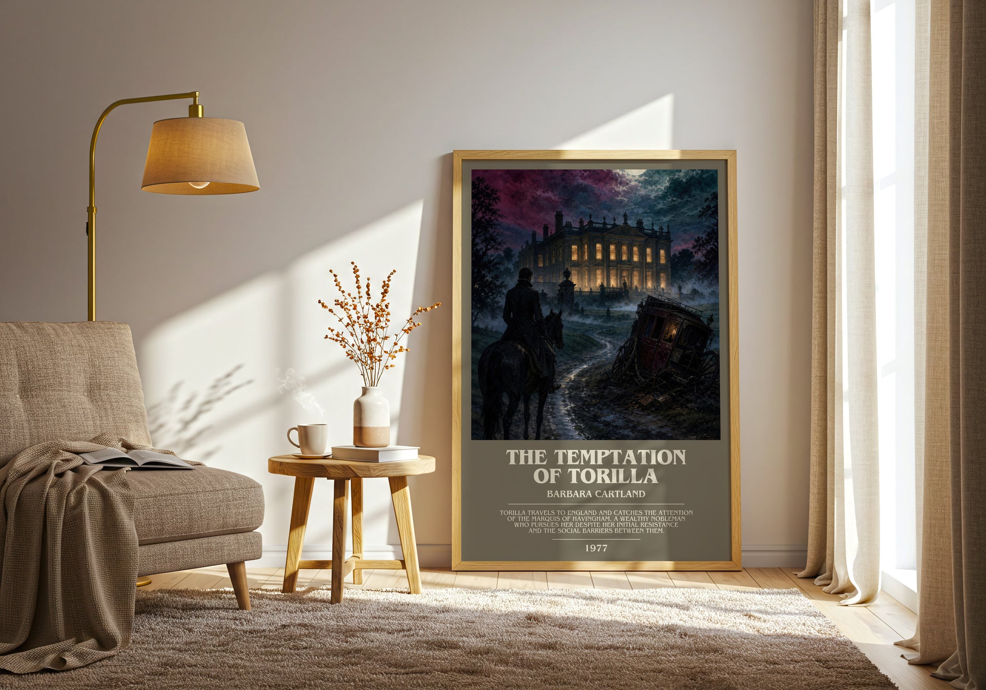 The Temptation Of Torilla bookish print on bookshelf – Barbara Cartland fan gift