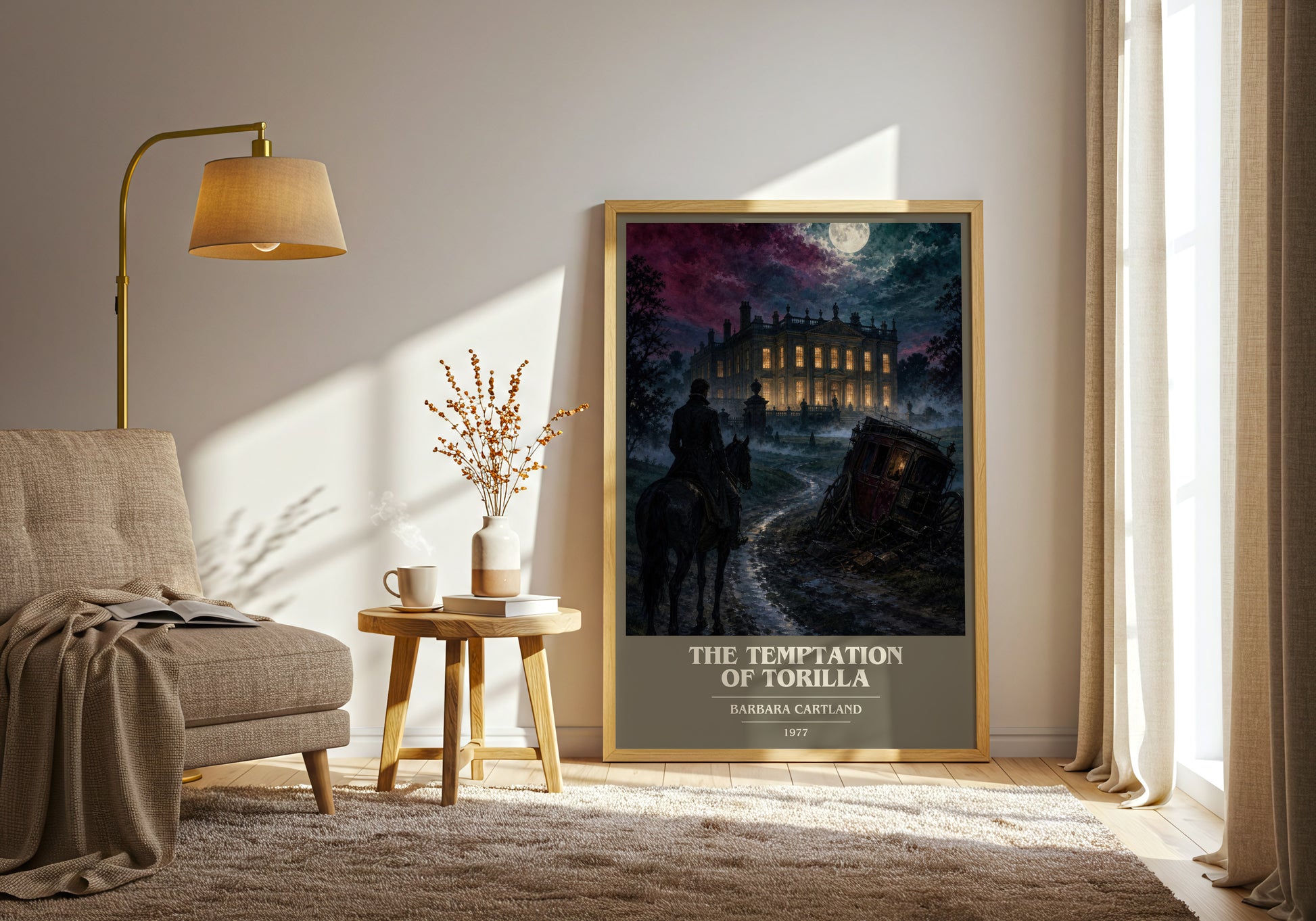 The Temptation Of Torilla book cover print on bookshelf – Barbara Cartland fan gift