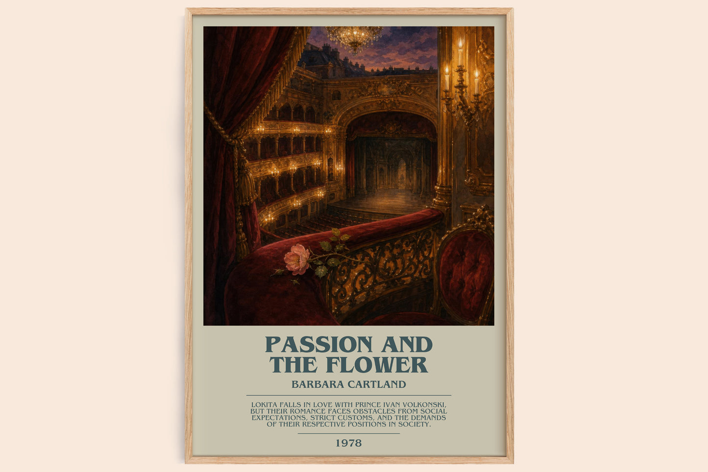 Passion And The Flower bookish book poster by Barbara Cartland – framed literary art print