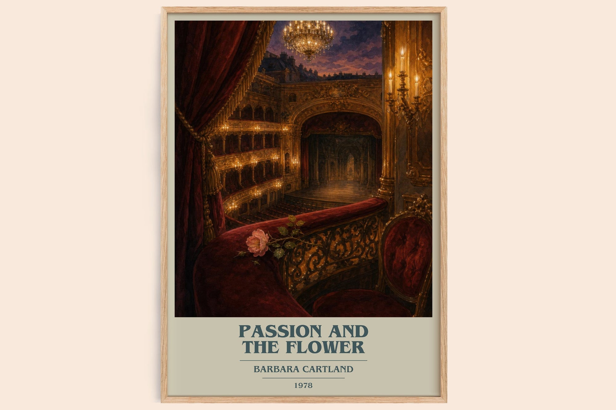 Passion And The Flower book cover book poster by Barbara Cartland – framed literary art print