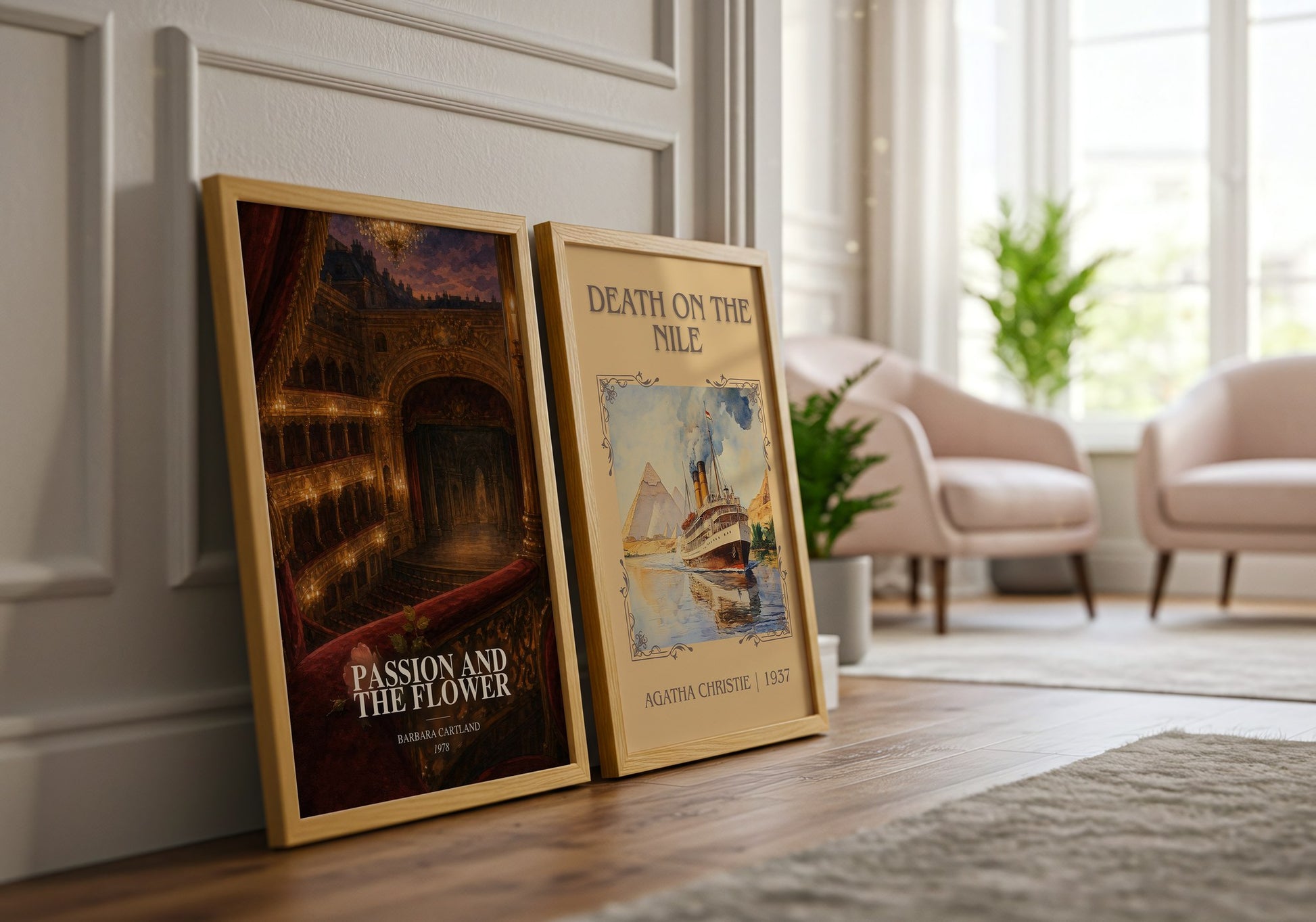 Passion And The Flower watercolour print framed by window – literary home decor