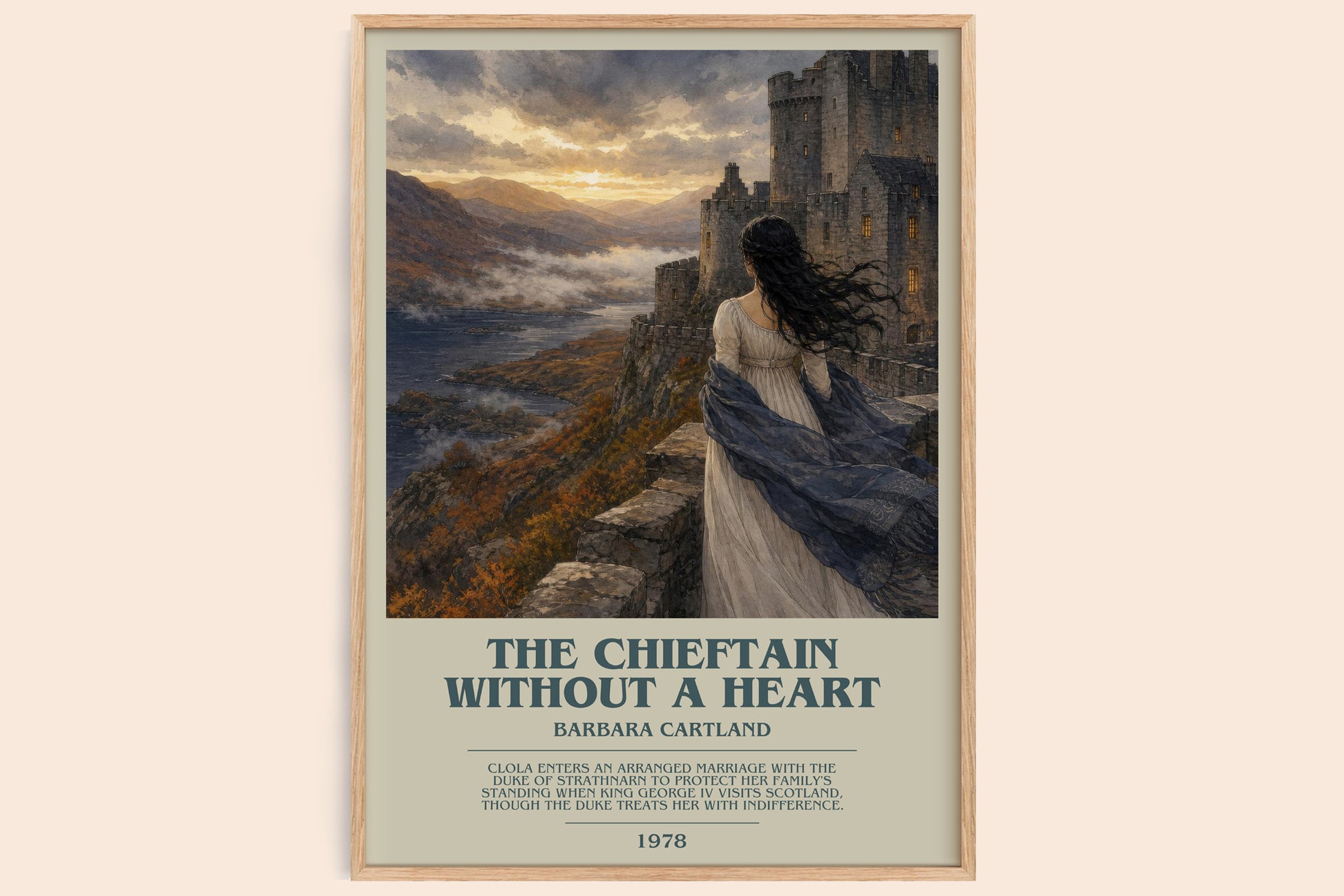 The Chieftain Without A Heart bookish book poster by Barbara Cartland – framed literary art print