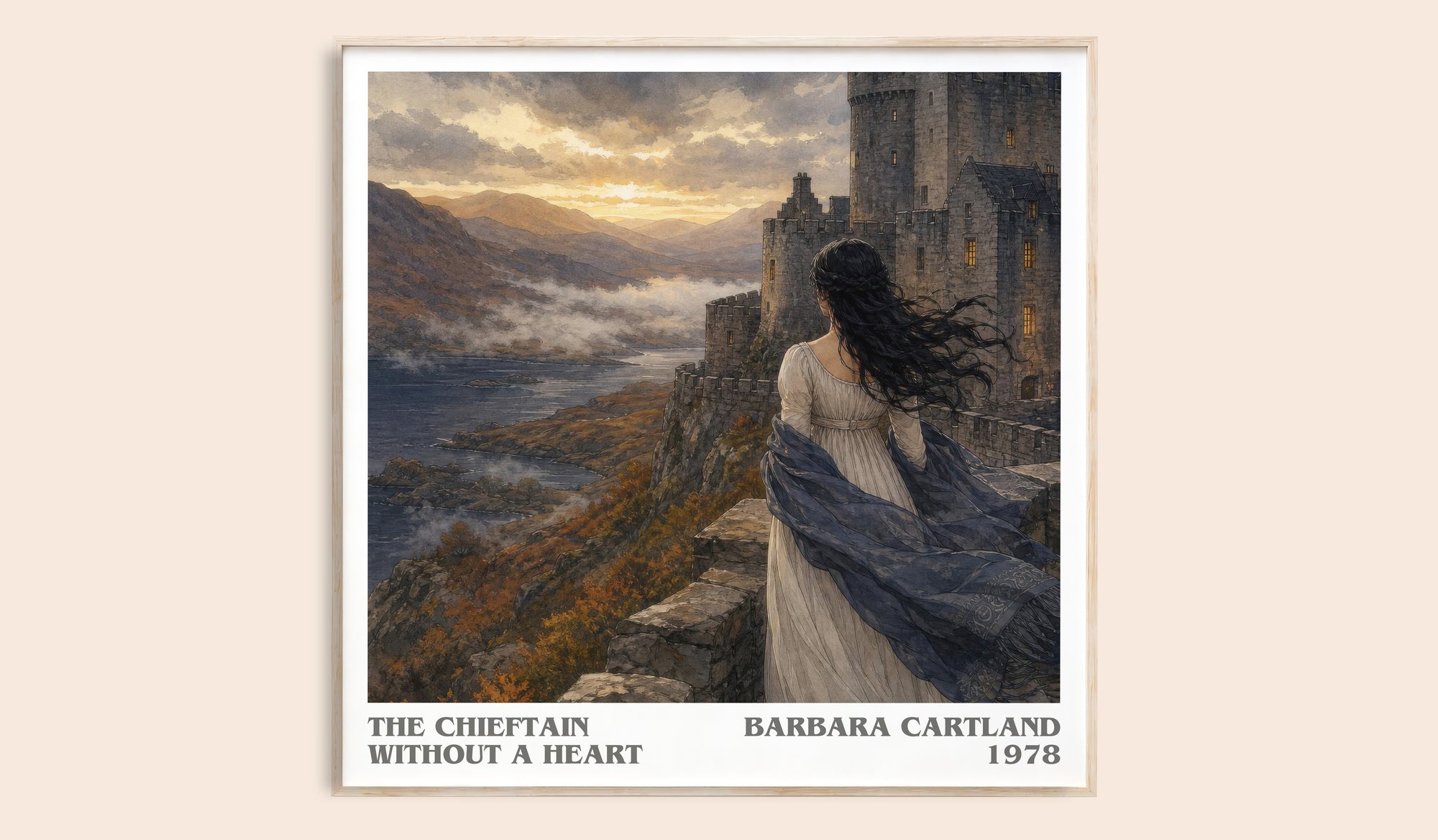 The Chieftain Without A Heart literary book poster by Barbara Cartland – framed literary art print