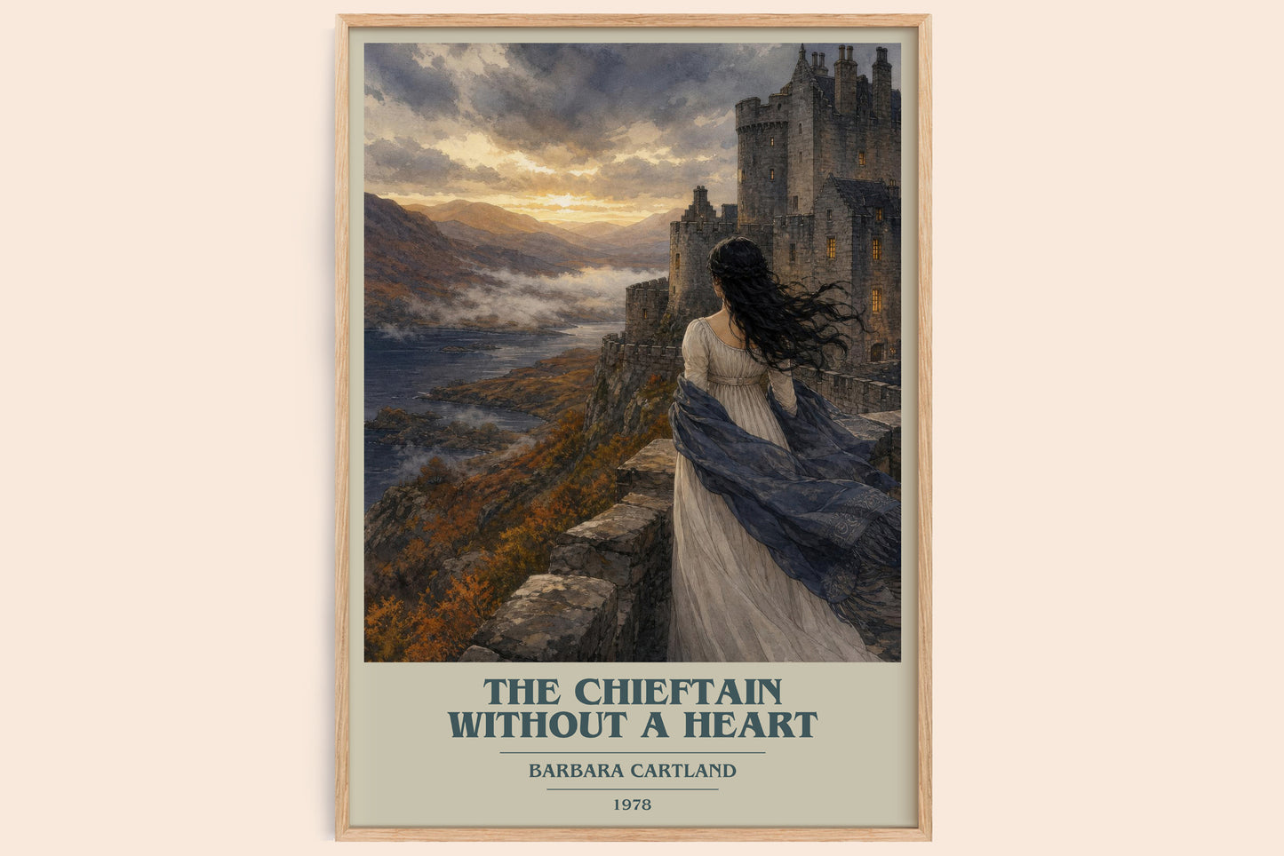 The Chieftain Without A Heart book cover book poster by Barbara Cartland – framed literary art print
