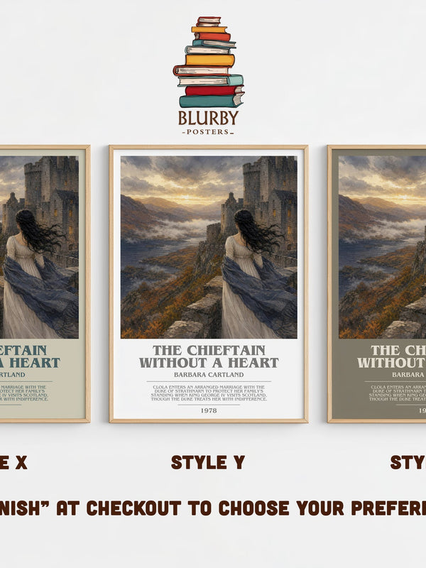 The Chieftain Without A Heart bookish print in frame leaning in hallway – romance wall art