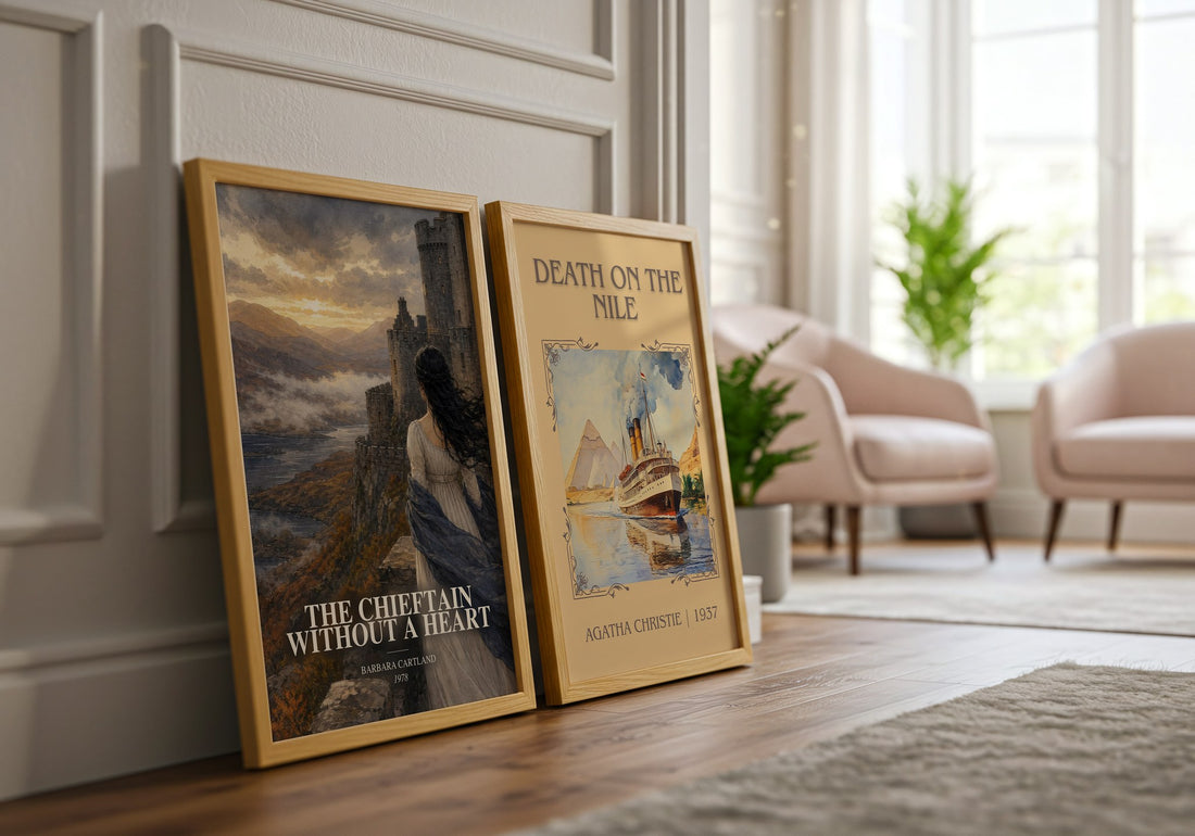 The Chieftain Without A Heart watercolour print framed by window – literary home decor