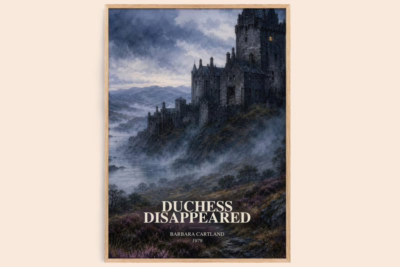 Duchess Disappeared watercolour book poster by Barbara Cartland – framed literary art print