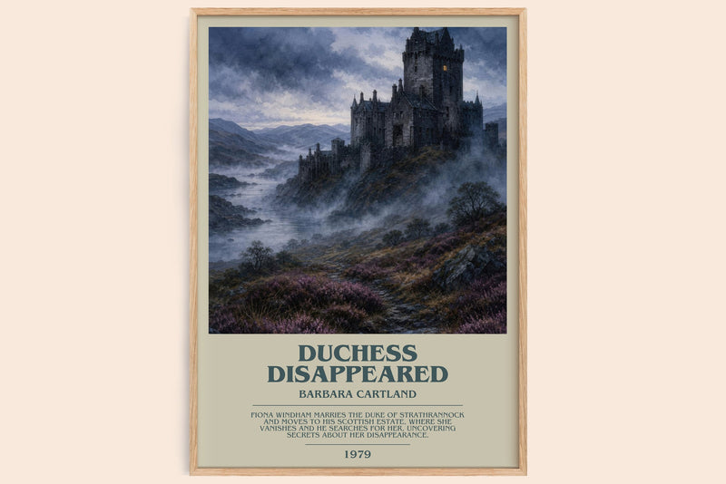 Duchess Disappeared bookish book poster by Barbara Cartland – framed literary art print