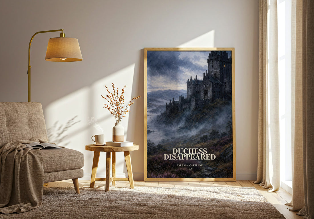 Duchess Disappeared watercolour print in frame leaning in hallway – romance wall art