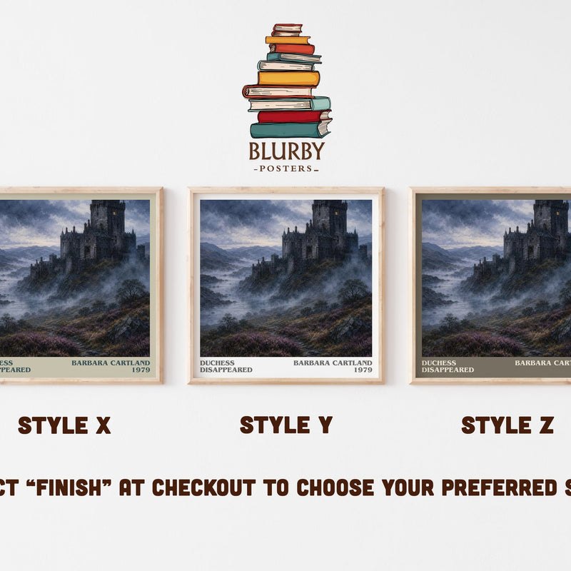 Duchess Disappeared literary print in frame leaning in hallway – romance wall art