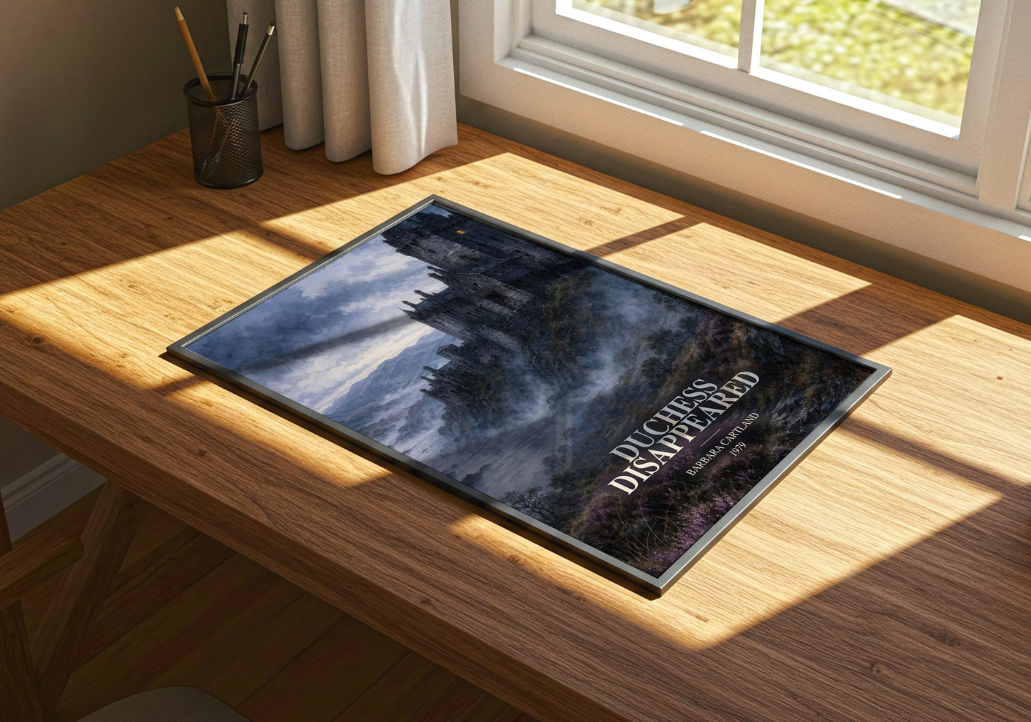 Duchess Disappeared watercolour book poster framed on wall – romance wall art