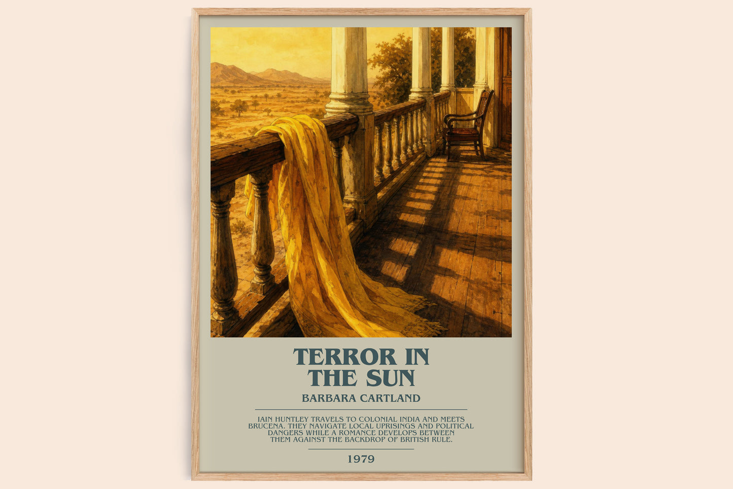 Terror In The Sun bookish book poster by Barbara Cartland – framed literary art print