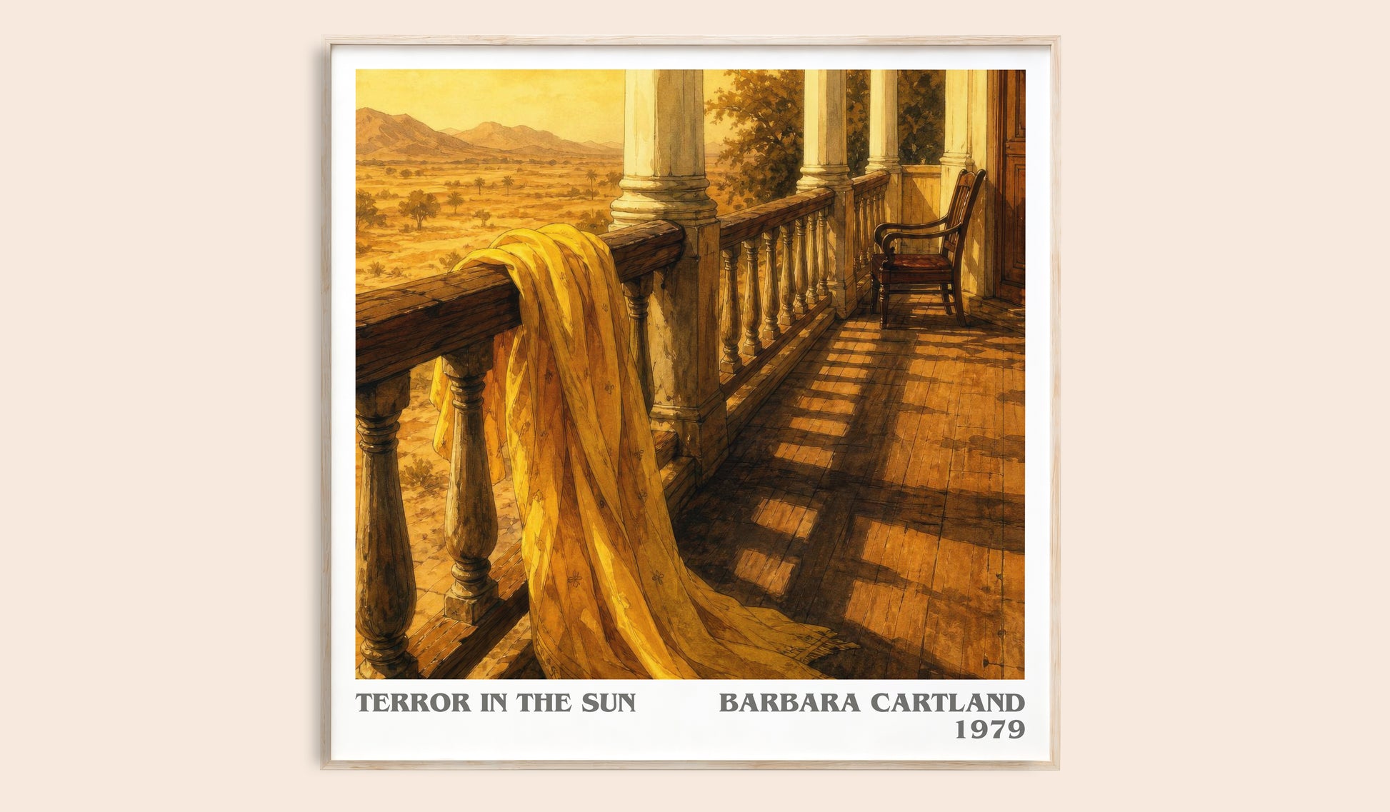 Terror In The Sun literary book poster by Barbara Cartland – framed literary art print