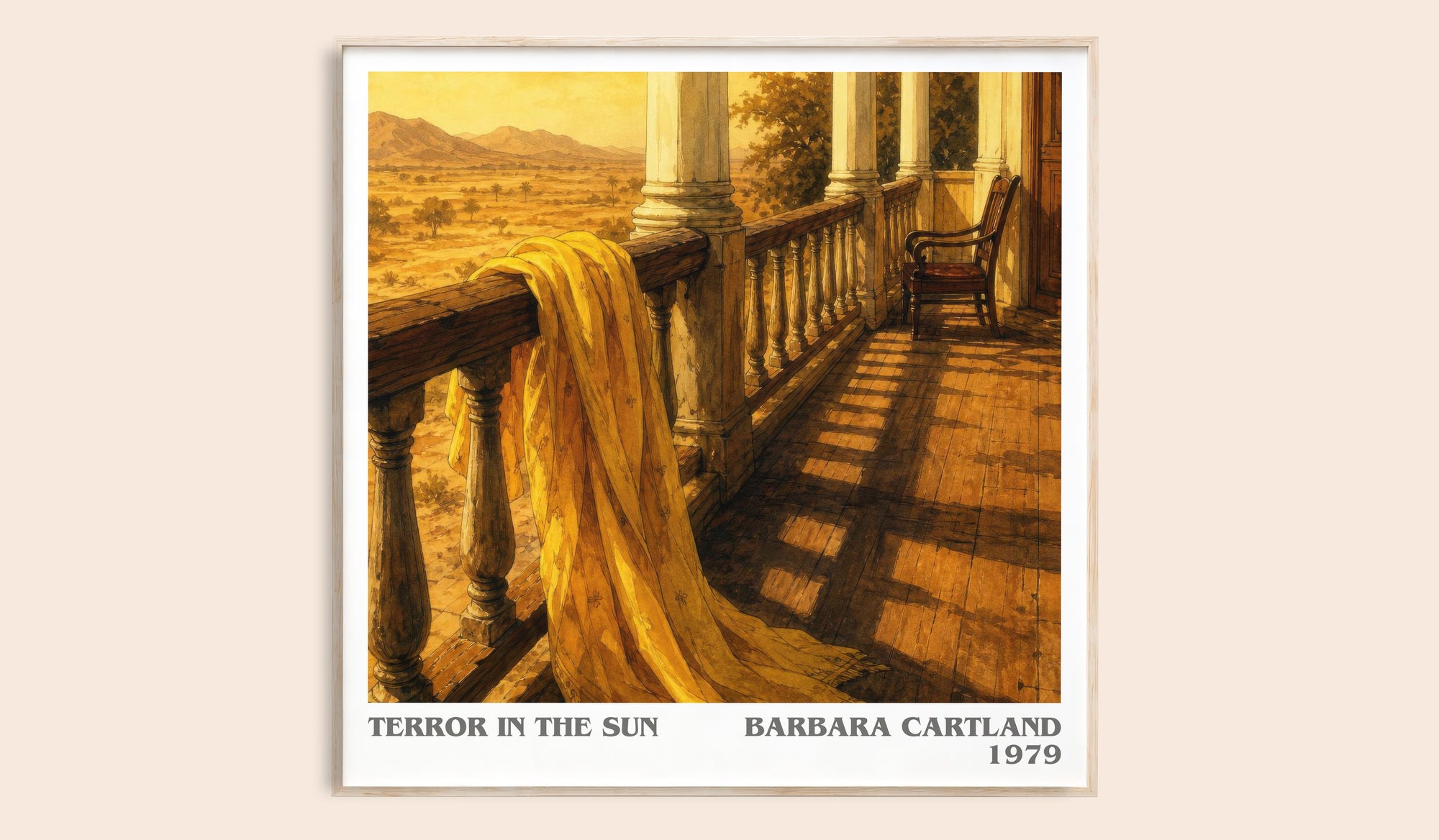 Terror In The Sun literary book poster by Barbara Cartland – framed literary art print