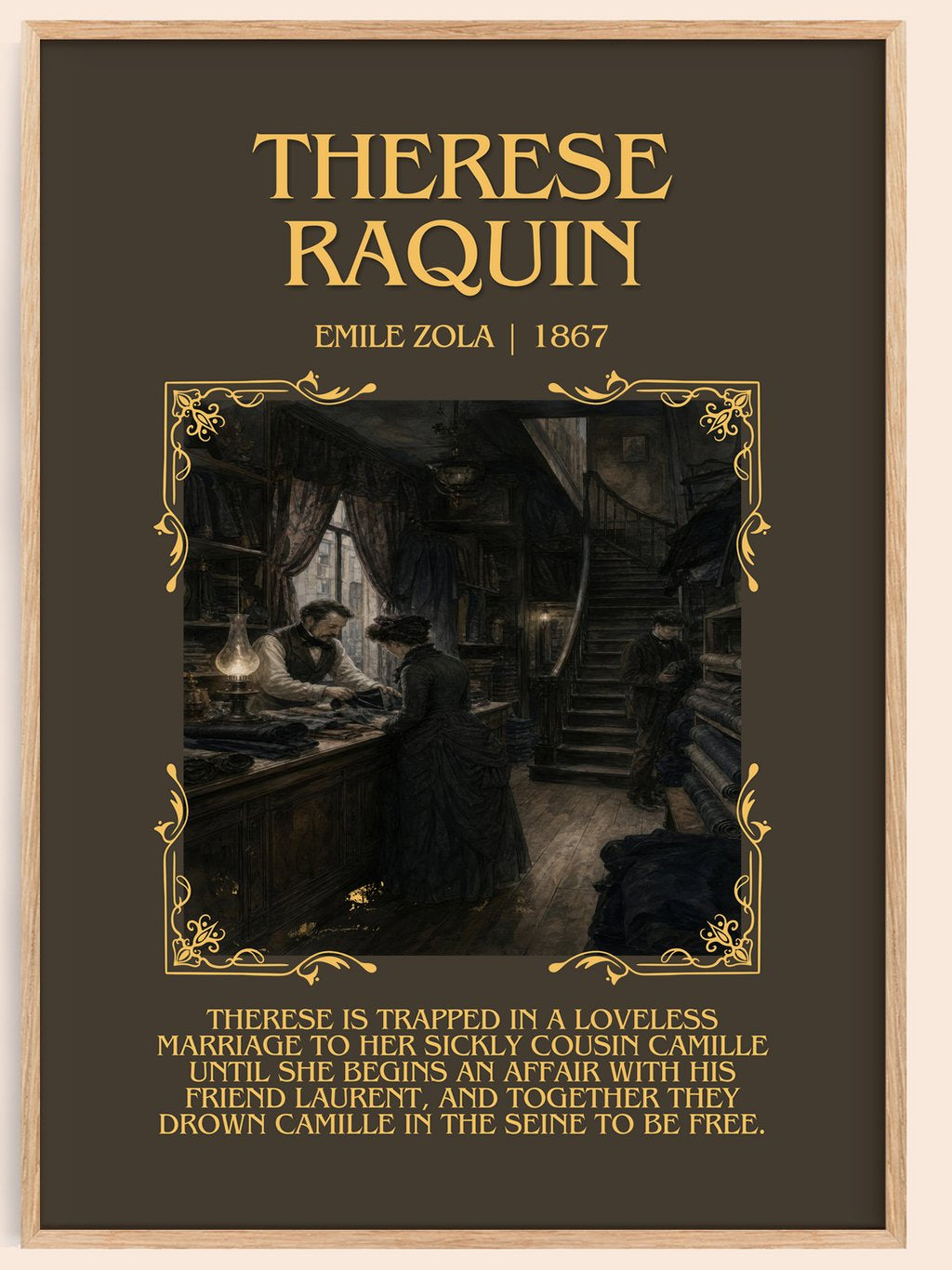 Thérèse Raquin Minimalist Book Poster by Émile Zola – book poster