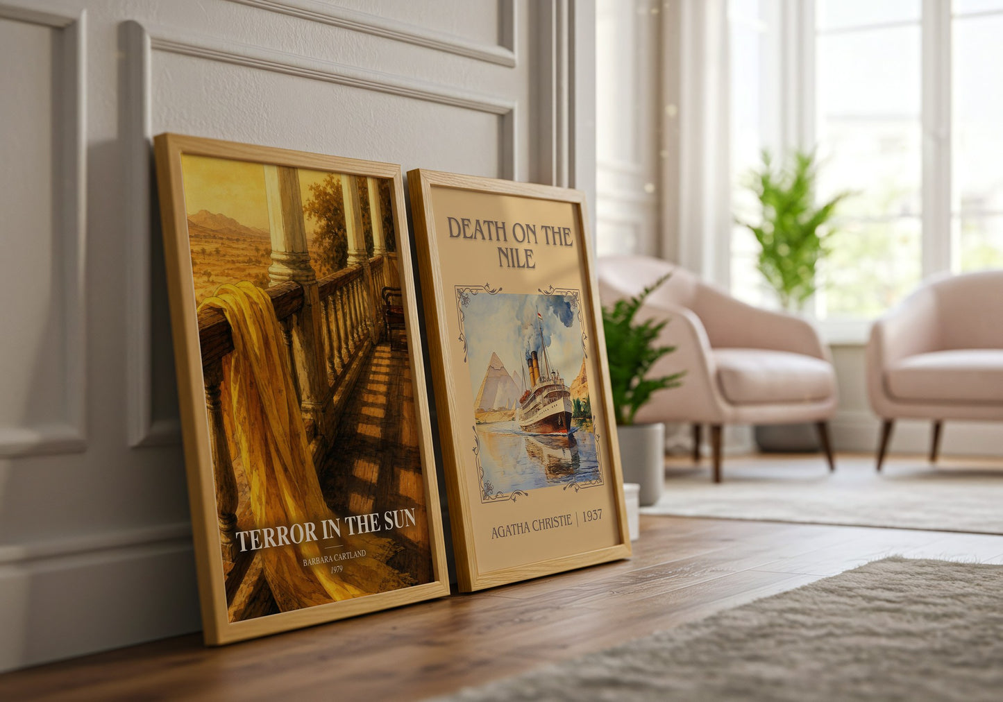 Terror In The Sun watercolour print framed by window – literary home decor