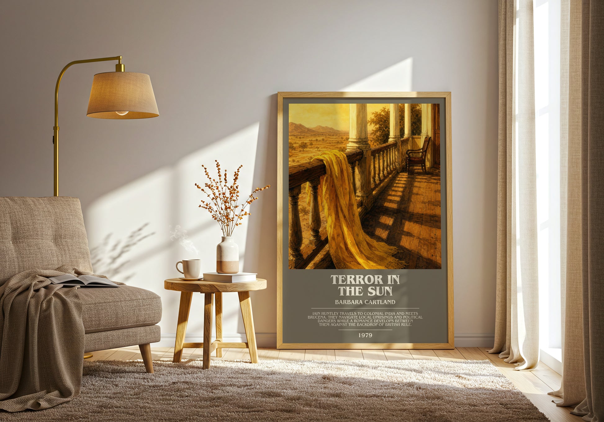 Terror In The Sun bookish print on bookshelf – Barbara Cartland fan gift