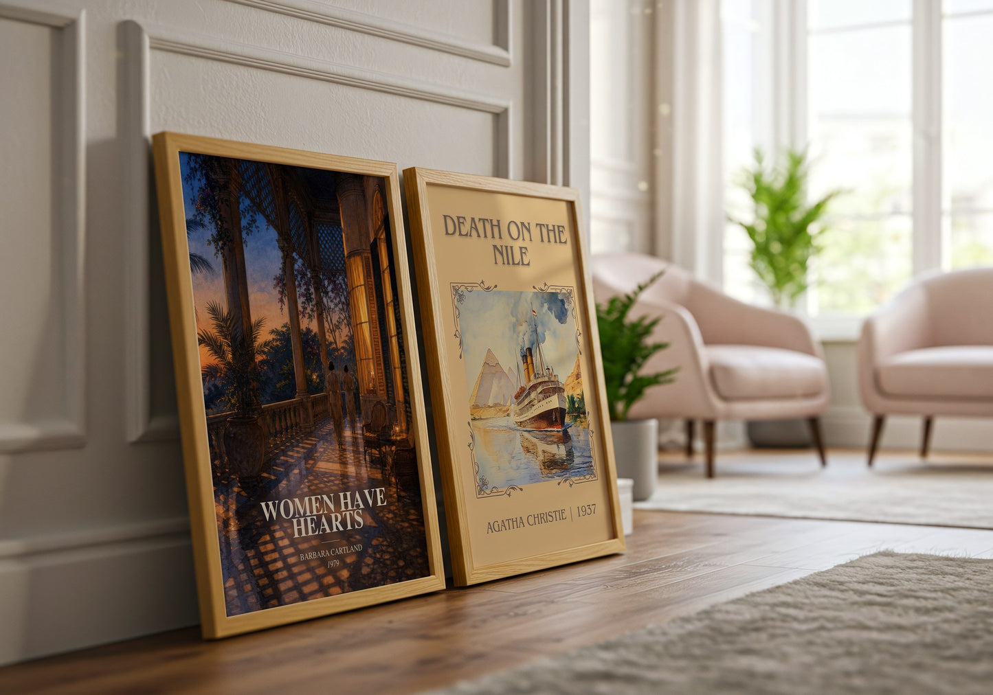Women Have Hearts watercolour print framed by window – literary home decor