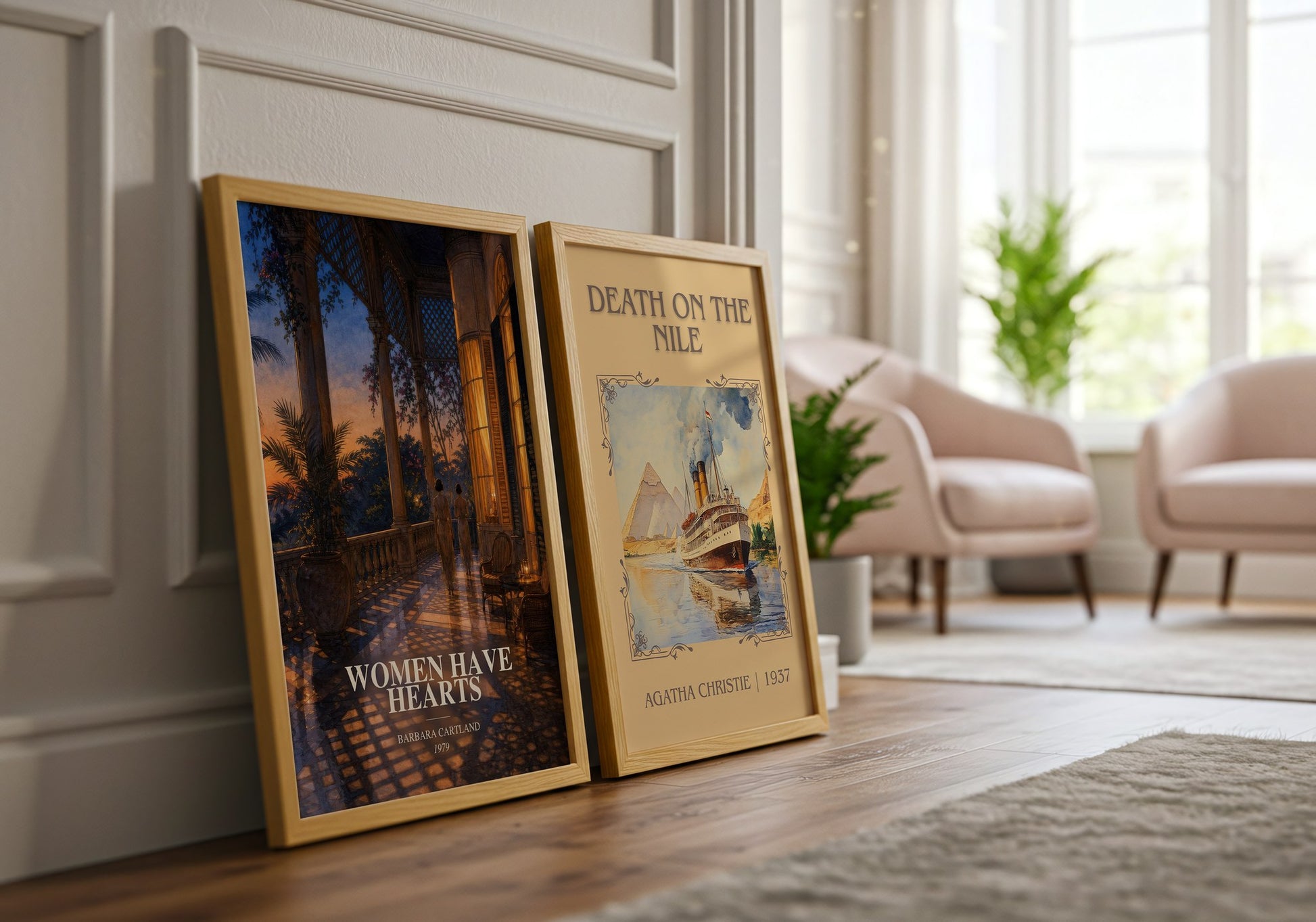 Women Have Hearts watercolour print framed by window – literary home decor