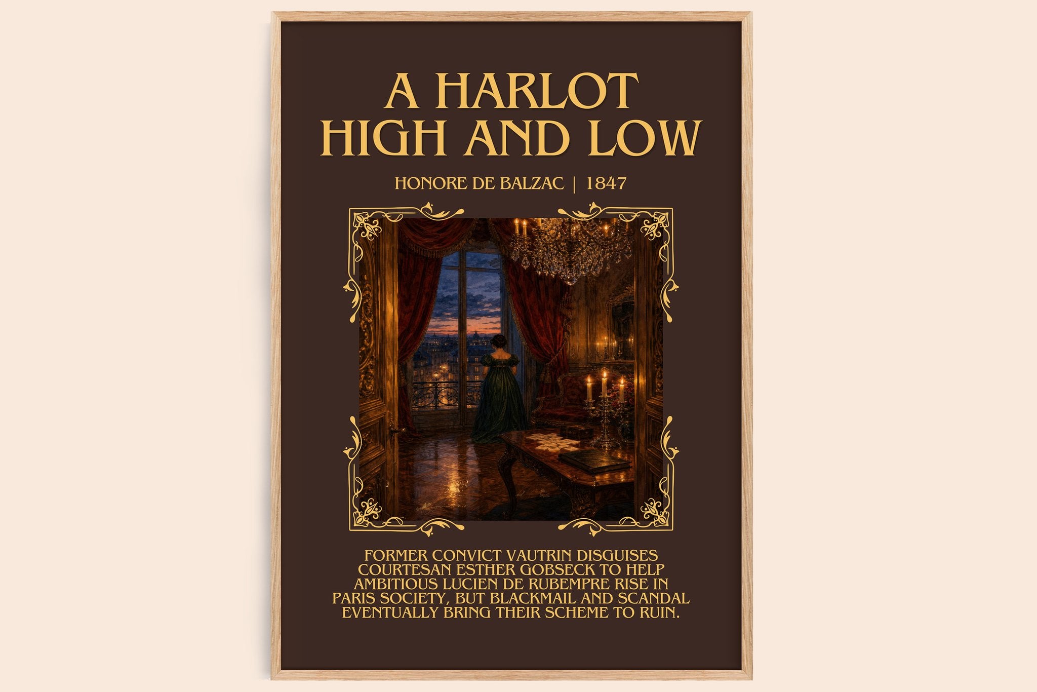 A Harlot High and Low Minimalist Book Poster by Honoré de Balzac
