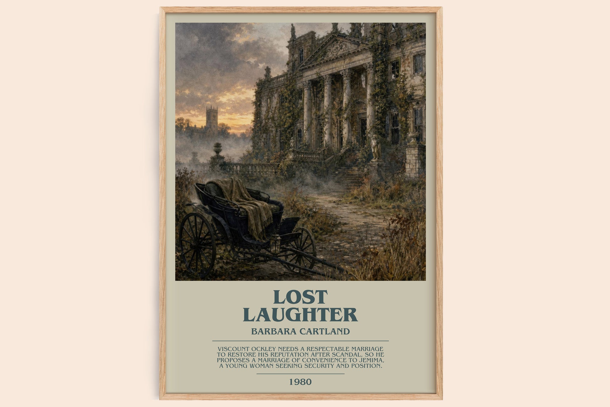 Lost Laughter bookish book poster by Barbara Cartland – framed literary art print