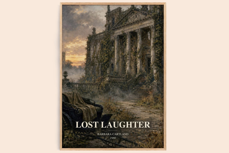 Lost Laughter watercolour book poster by Barbara Cartland – framed literary art print