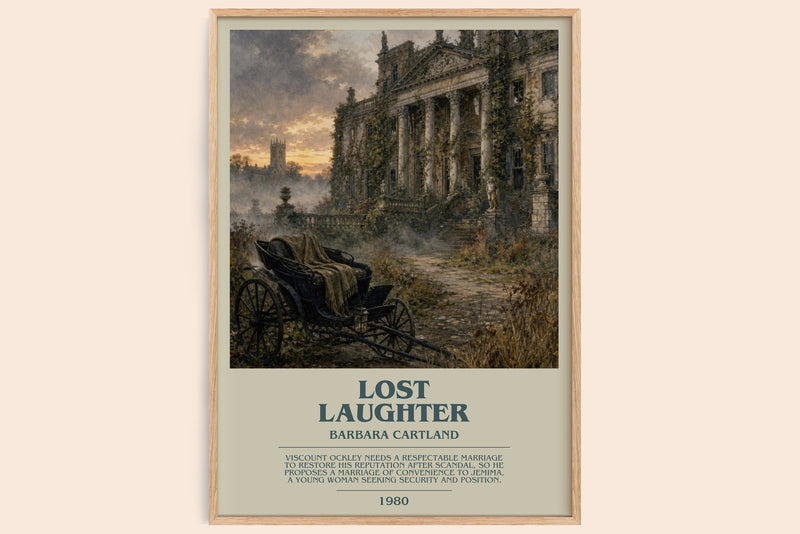 Lost Laughter bookish book poster by Barbara Cartland – framed literary art print
